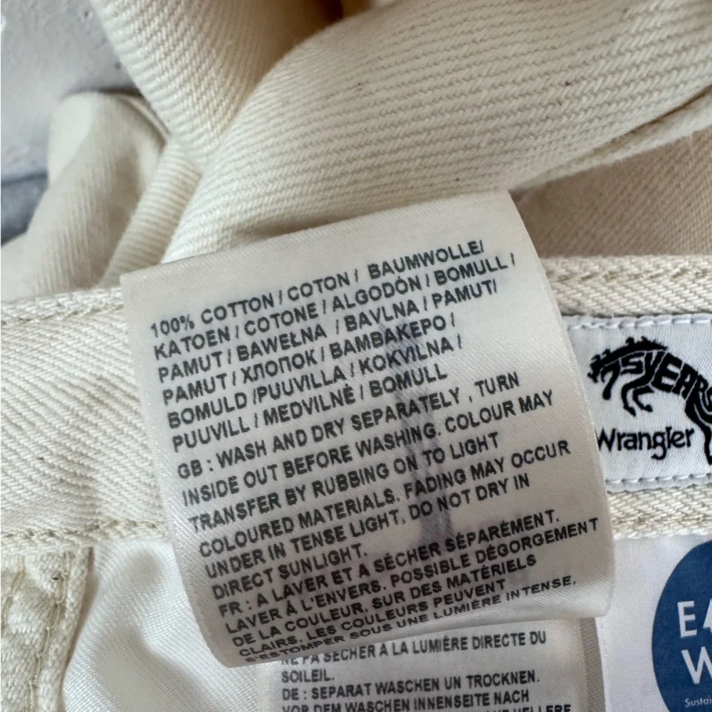 Wrangler Jeans Denim Wild West High Rise Straight Cream Twill Ecru White Wash - Picture 11 of 12